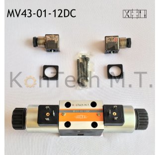 Magnetventil 4/3-Wege - NG06 - CETOP3 - inkl. Stecker - P-T-A-B geschlossen - 12V DC