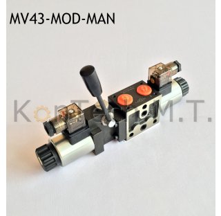 Modulares Magnetventil 4/3-Wege - zusätzl. manueller Schalthebel - NG06 - inkl. Stecker