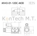 Modulares Magnetventil 4/3-Wege - NG06 - P-T-A-B geschlossen - 12V DC - inkl. Stecker