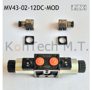 Modulares Magnetventil 4/3-Wege - NG06 - P-T verbunden, A-B geschlossen - 12V DC - inkl. Stecker