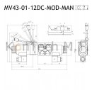 Modulares Magnetventil 4/3-Wege - zusätzl. manueller Schalthebel - NG06 - P-T-A-B geschlossen - 12V DC - inkl. Stecker