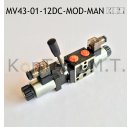Modulares Magnetventil 4/3-Wege - zusÃ¤tzl. manueller Schalthebel - NG06 - P-T-A-B geschlossen - 12V DC - inkl. Stecker