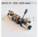 Modulares Magnetventil 4/3-Wege - zusÃ¤tzl. manueller Schalthebel - NG06 - P-T-A-B geschlossen - 12V DC - inkl. Stecker