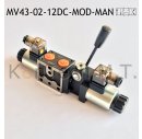 Modulares Magnetventil 4/3-Wege - zusätzl. manueller Schalthebel - NG06 - P-T verbunden, A-B geschlossen - 12V DC - inkl. Stecker