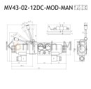 Modulares Magnetventil 4/3-Wege - zusÃ¤tzl. manueller Schalthebel - NG06 - P-T verbunden, A-B geschlossen - 12V DC - inkl. Stecker