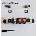 Modulares Magnetventil 4/3-Wege - zusätzl. manueller Schalthebel - NG06 - P-T verbunden, A-B geschlossen - 24V DC - inkl. Stecker