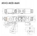 Modulares Magnetventil 4/3-Wege - zusätzl. manueller Schalthebel - NG06 - P-T verbunden, A-B geschlossen - 24V DC - inkl. Stecker