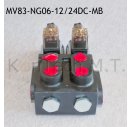 8/3-Wegeventil NG06 12V DC Monoblock - mit Leckölanschluss inkl. Stecker