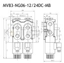 8/3-Wegeventil NG06 24V DC Monoblock - mit LeckÃ¶lanschluss inkl. Stecker