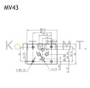 Grundplatte fÃ¼r fÃ¼nf Ventile (KTMT-GP5V) inkl. 4/3-Wegemagnetventile 12V (KTMT-MV43) - ohne DBV