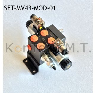 Set: Ein Modulares Magnetventil 4/3-Wege 12V DC inkl. Stecker und Druckbegrenzungsventil