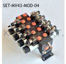 Set: Vier Modulare Magnetventile 4/3-Wege 12V DC inkl. Stecker und Druckbegrenzungsventil