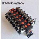 Set: Sechs Modulare Magnetventile 4/3-Wege 12V DC inkl. Stecker und Druckbegrenzungsventil